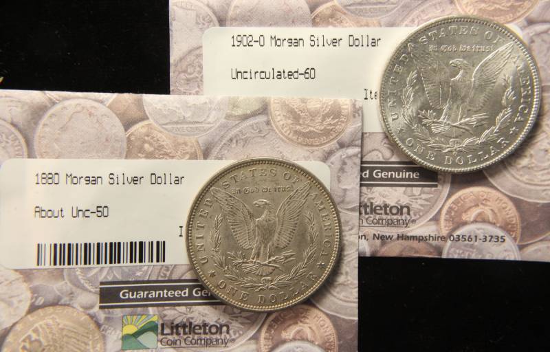 (2) MORGAN SILVER DOLLARS 1880 AU & 1902-O UNC