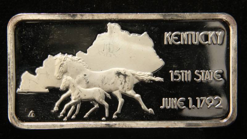 1 TROY OZ. .999 FINE SILVER BAR 50 STATES SERIES KENTUCKY