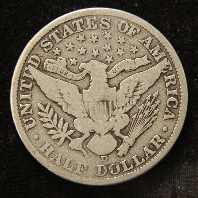 1915-D BARBER SILVER HALF DOLLAR
