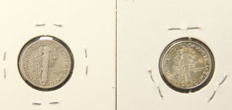 (2) MERCURY DIMES 1924-D & 1943-D BU-UNC