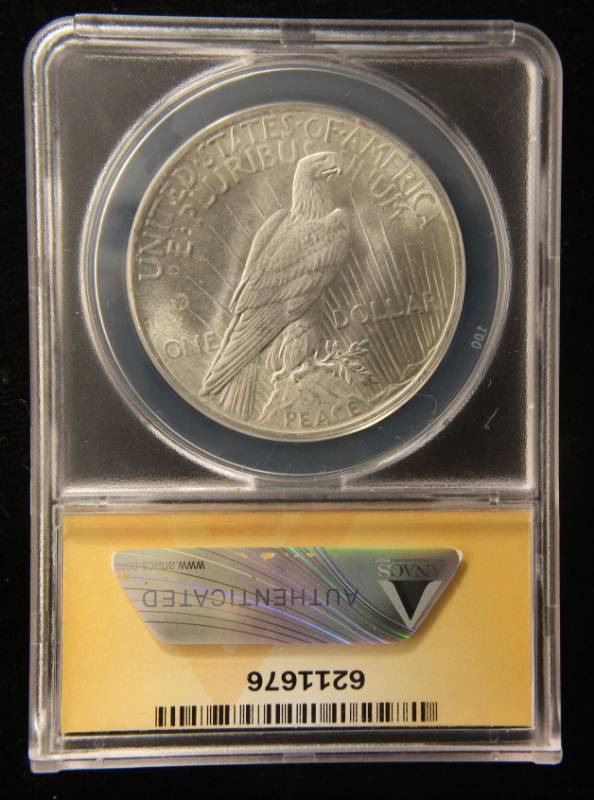 1925 PEACE SILVER DOLLAR MS63 ANACS