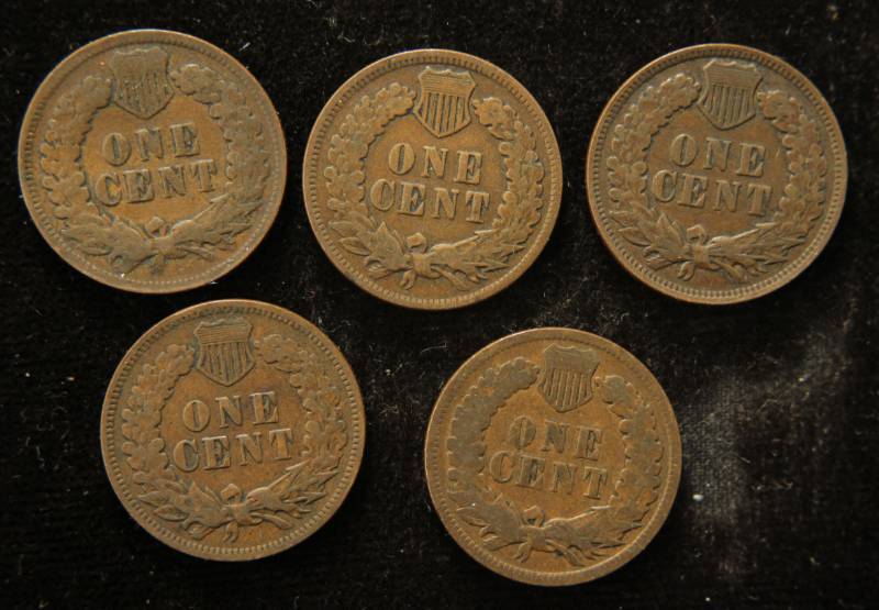 (5) INDIAN HEAD CENTS 1900 1904 1905 1906 1907