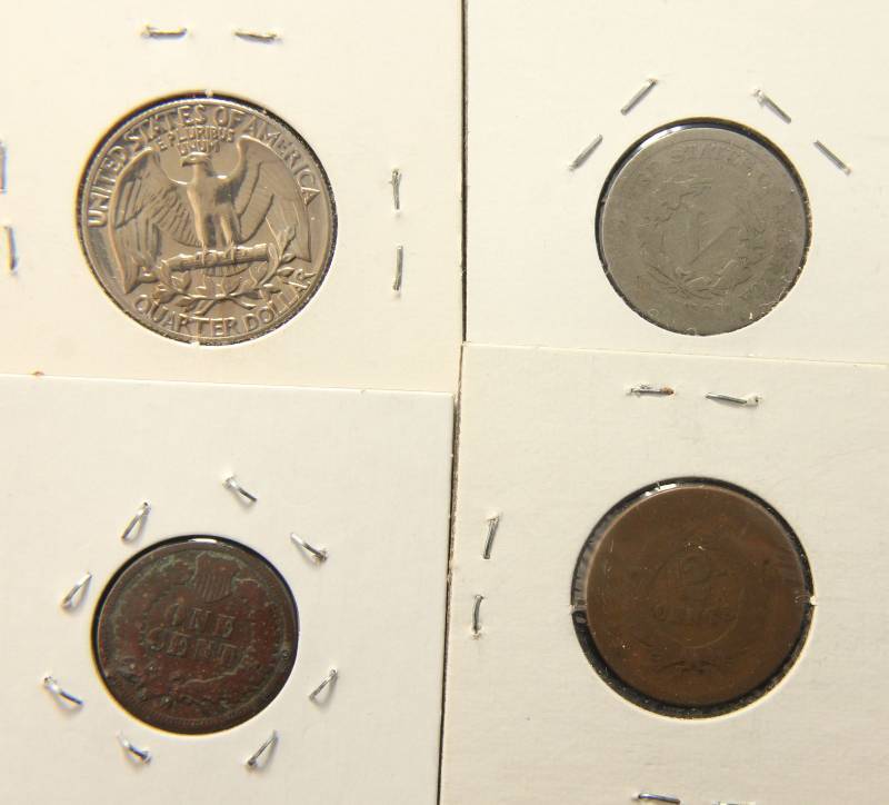 (4) COINS 1864 2C PIECE 1898 INDIAN HEAD 1C 1907 V 5C & 1971-S PROOF QUARTER