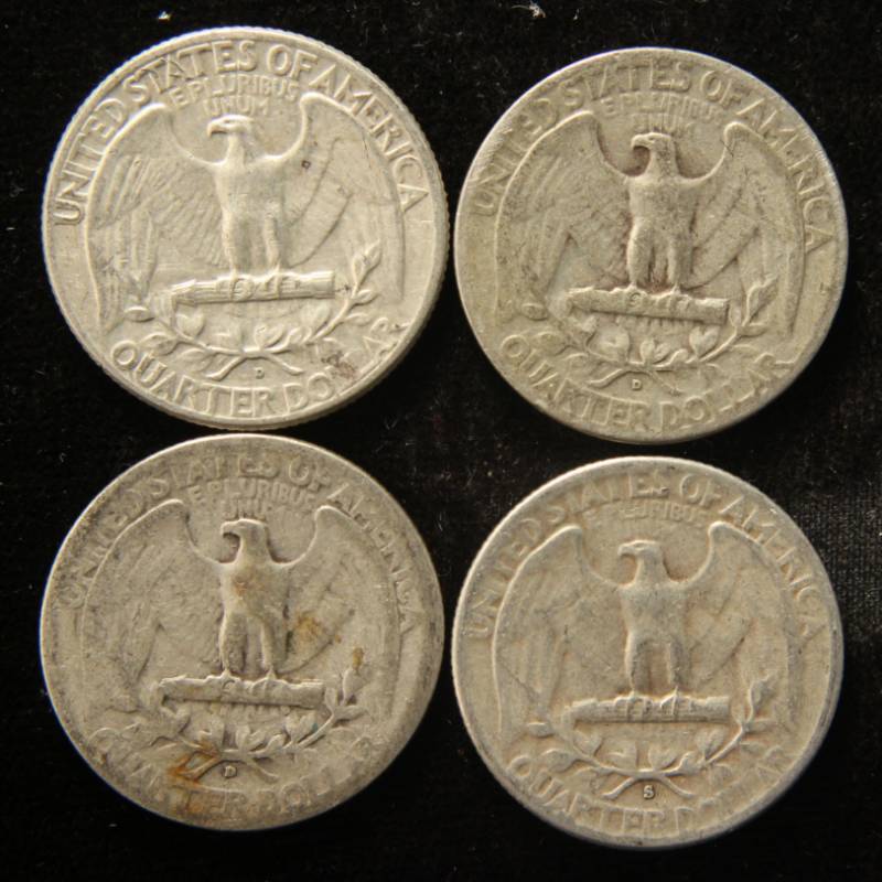 (4) SILVER WASHINGTON QUARTERS AS PICTURED