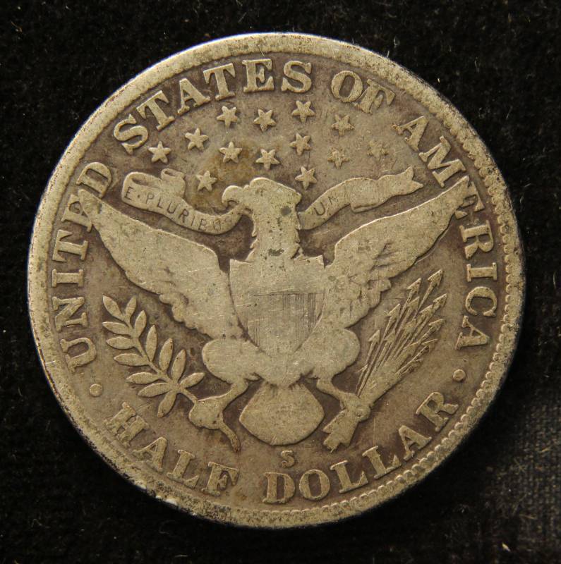 1912-S BARBER SILVER HALF DOLLAR