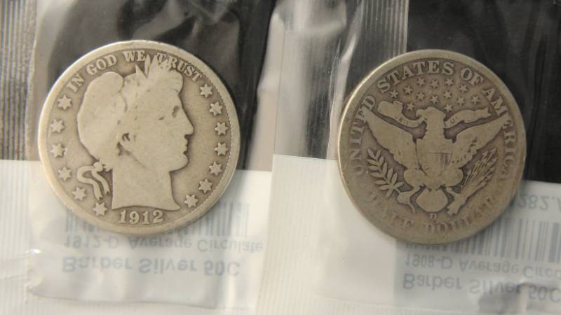 (2) BARBER SILVER HALF DOLLARS 1908-D & 1912-D