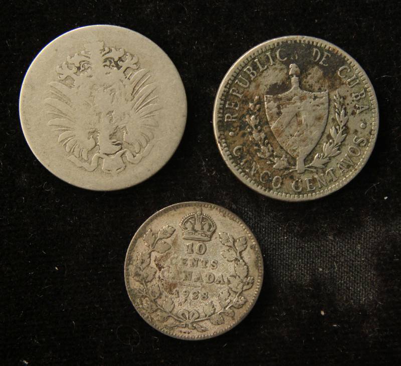 (3) FOREIGN SILVER COINS AS PICTURED