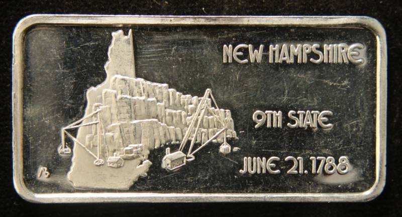 1 TROY OZ. .999 FINE SILVER BAR 50 STATES SERIES NEW HAMPSHIRE