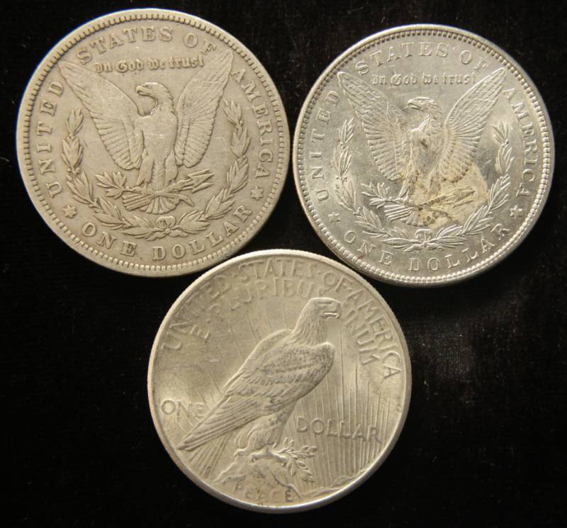 (3) SILVER DOLLARS 1880 & 1889 MORGANS & 1925 PEACE