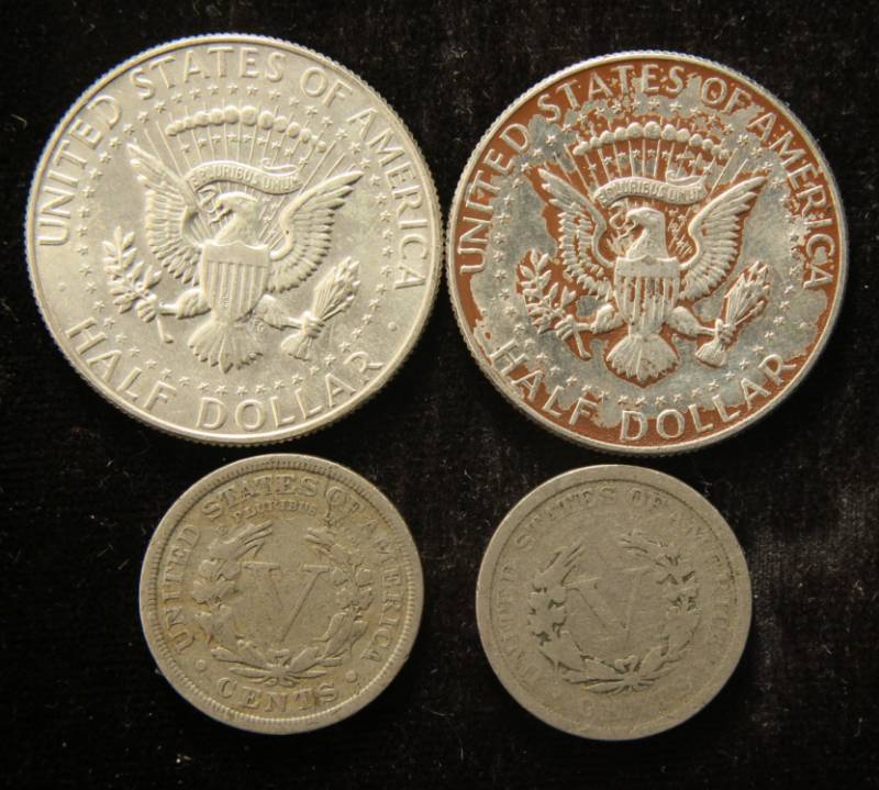 (4) COINS 2X 40% SILVER KENNEDY 50C & (2) V 5C 1903 & 1912