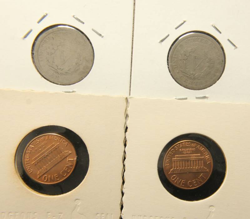 (4) COINS 1895 & 1896 V 5C - 1960-D SMALL & LG DATE CENTS