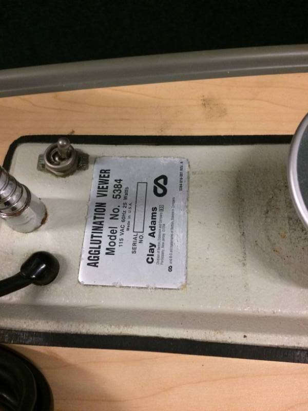 lot 4 image: Clay Adams Agglutination Viewer Model 5384 Test Tube Blood Urine Magnification. Good Condition