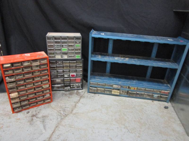 lot 13 image: 4 Organizers full of Misc. bolts. Screws and other tools