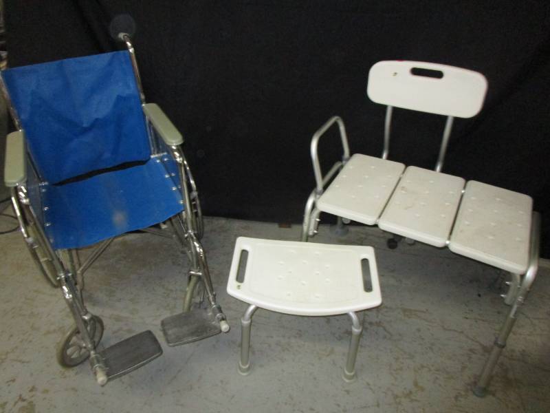 lot 15 image: Wheel Chair and 2 Shower benches