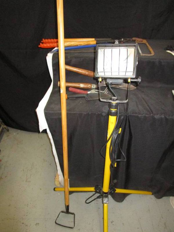 lot 46 image: Work Light, Saws, Yard Clippers, Yard Tools