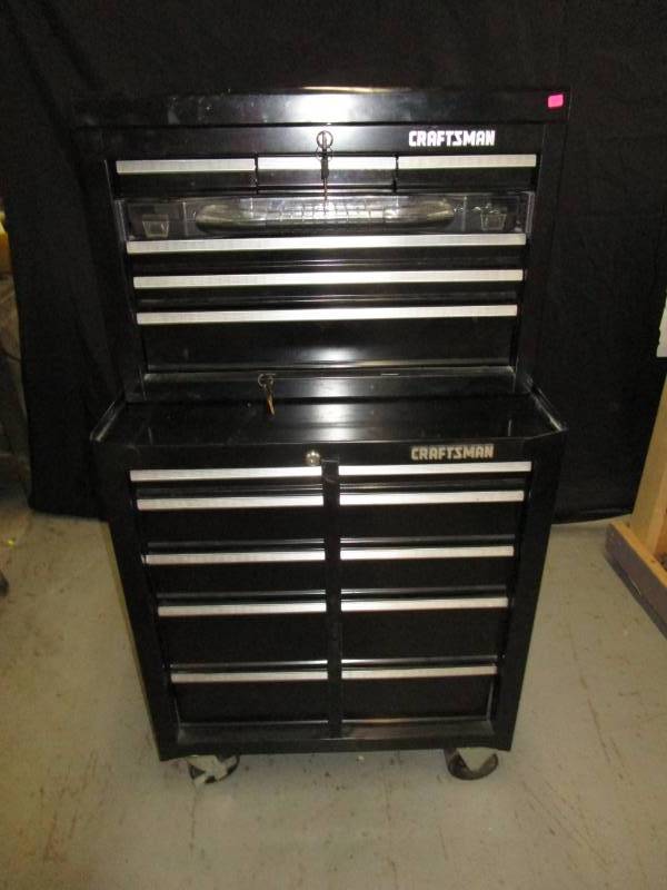 lot 111 image: Craftsman top and bottom tool chest 12 drawer