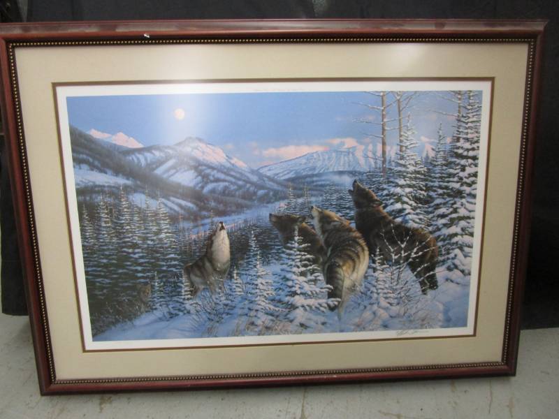 lot 115 image: Wolf print by Michael Sieve copyright 1990  36.5x26