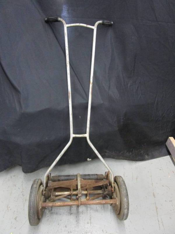lot 122 image: antique wheel powered push mower