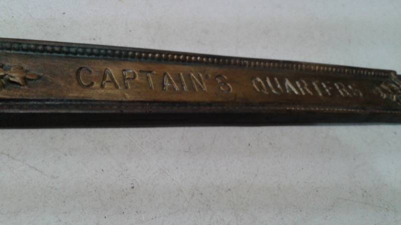 lot 57 image: Vintage Captains Quarters Hanging Metal Wall Plague Sign