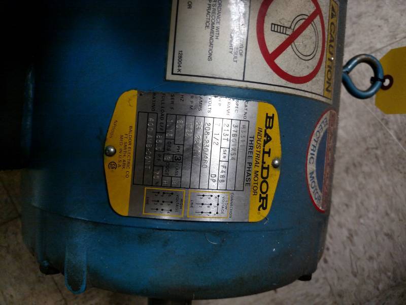 lot 401 image: Baldor 7 12 hp. 3 Phase Motor...