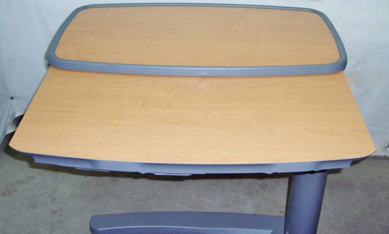 lot 13 image: MSRP $1000 Stryker Split-Top Overbed Table with Vanity Mirror - Nice Condition