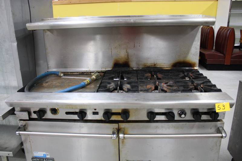 lot 53 image: American Range 24 griddle 6 burners with 2 ovens