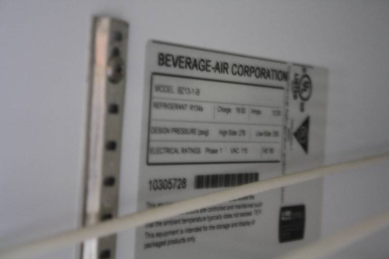 lot 9 image: Beverage Air refrigerated Merchandiser, Model #BZ13, Runs Cools