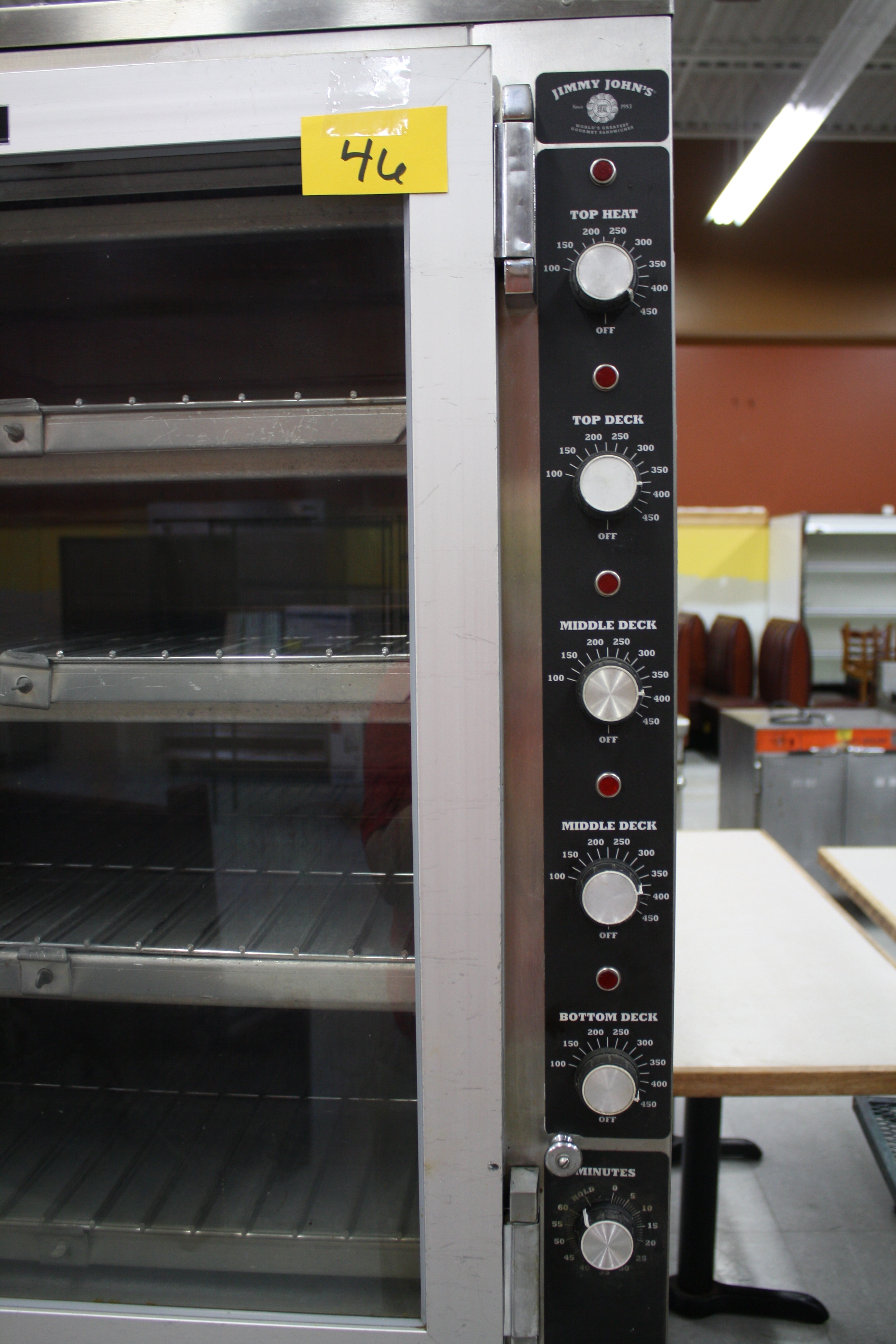 lot 46 image: Jimmy Johns Oven and Proofer  Piper Products Super System Oven-Proof Combo, Model OP-4-JJ-H 120-208 Volt 3 Phase Unit 9810 Watts, 60 Hz On Wheels Overall Dimensions 32.5x32.25x74T-8