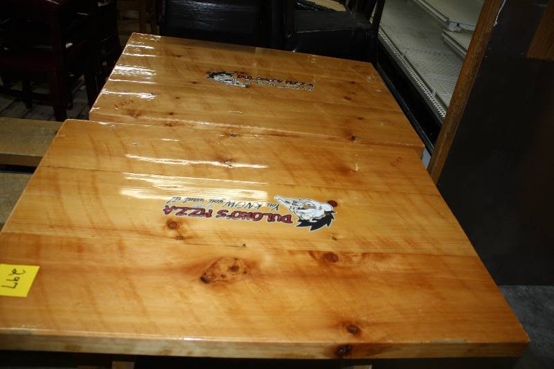 lot 297 image: Two Wood Tables with Three Benches