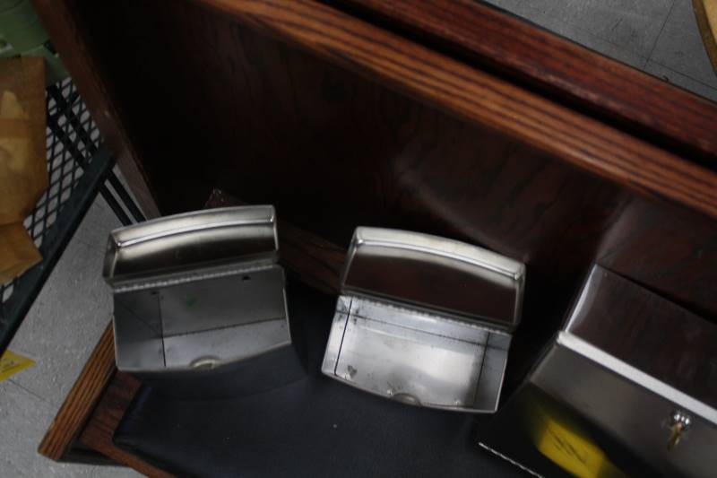 lot 227 image: Paper Towel Holder and Four Sanitary Napkin Containers