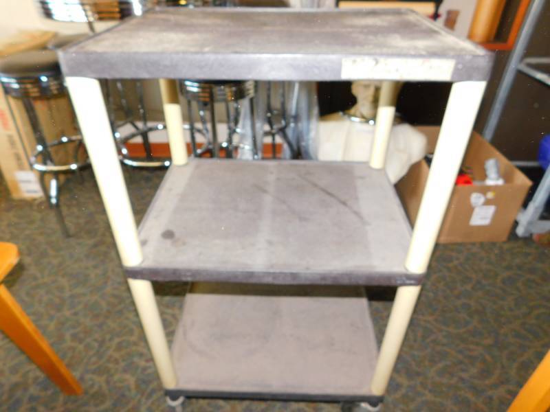 lot 75 image: Three Tier Table Or Cart On Casters--41 12 Tall  x  24 Wide  x  18 Deep