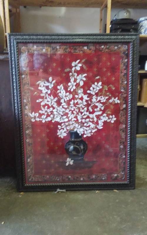 lot 7 image: Large Floral Framed Picture By Z Gallery 41x52 Marked $220.00