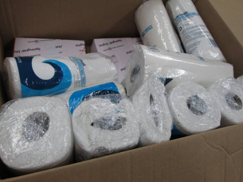 lot 15 image: 2 Reams Salmon Paper, 13 Rolls Boar...