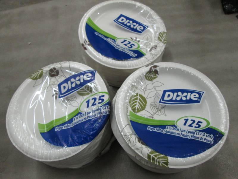 lot 162 image: 3 - Dixie 125 count 8.5 inch paper ...