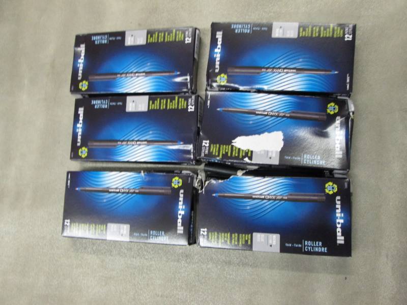lot 198 image: 6 Pk of 12 Blue Uni-Ball Onyx Rolle...