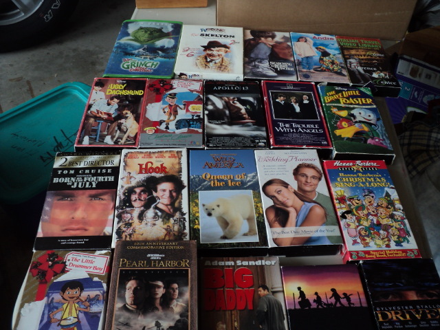 lot of VCR tapes...