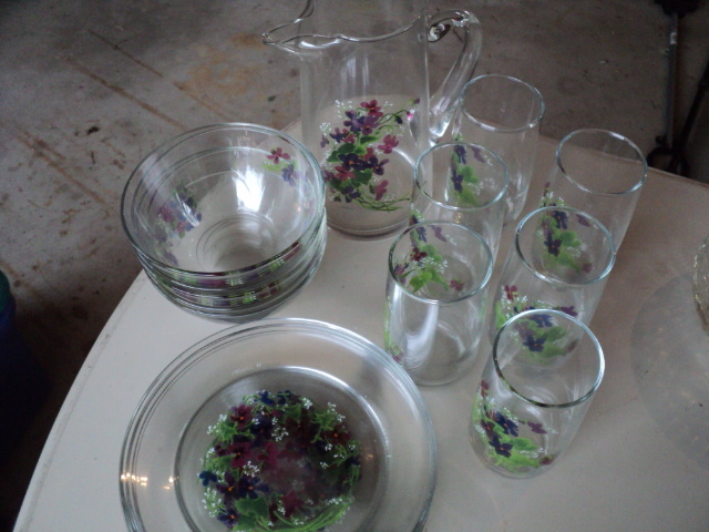 hand painted dessert glass set for ...