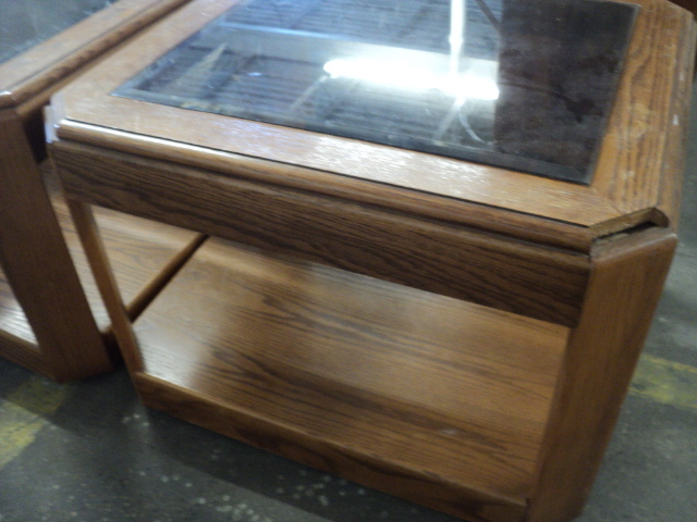 oak end table with glass top 25 x ...