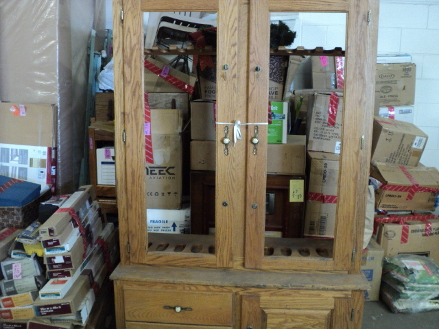 12 gun 2 piece oak gun cabinet - ne...
