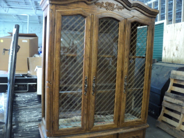 2 piece wood hutch - 2 panels of gl...
