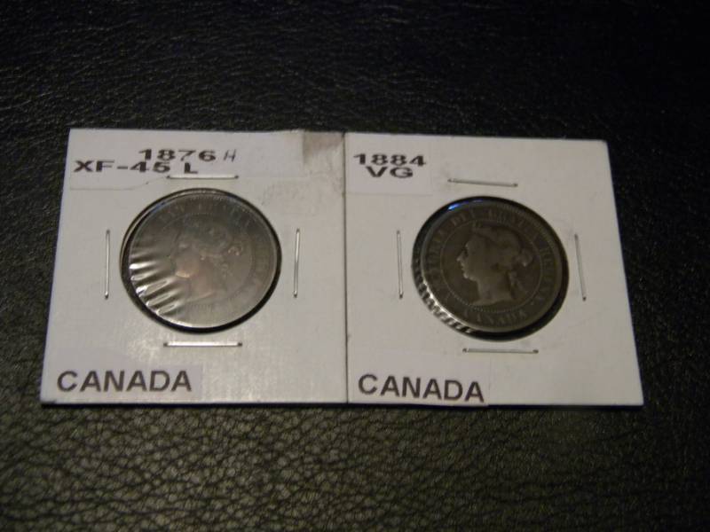 1876 H & 1884 Canada One Cent