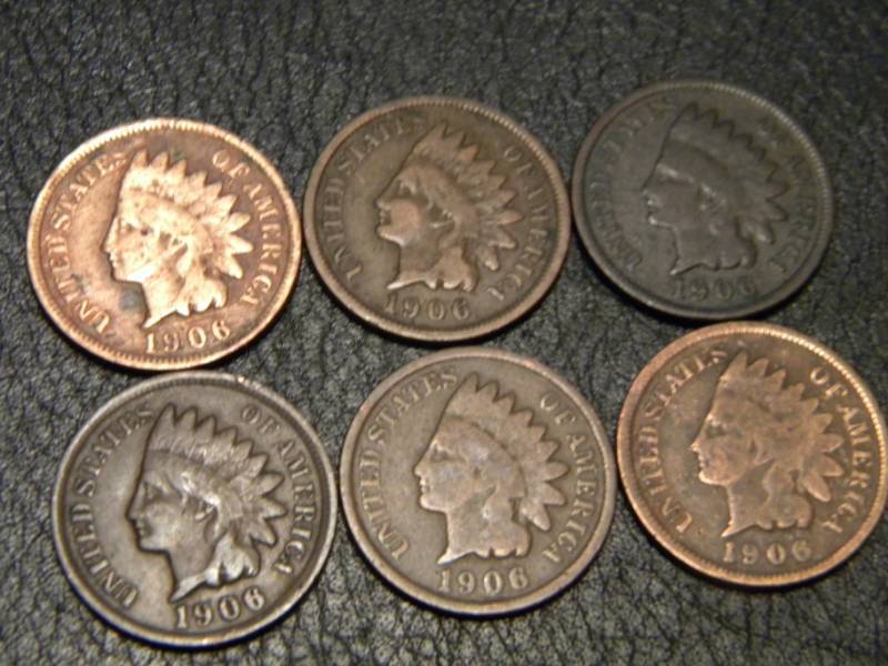 6 1906 Indian Head Pennies