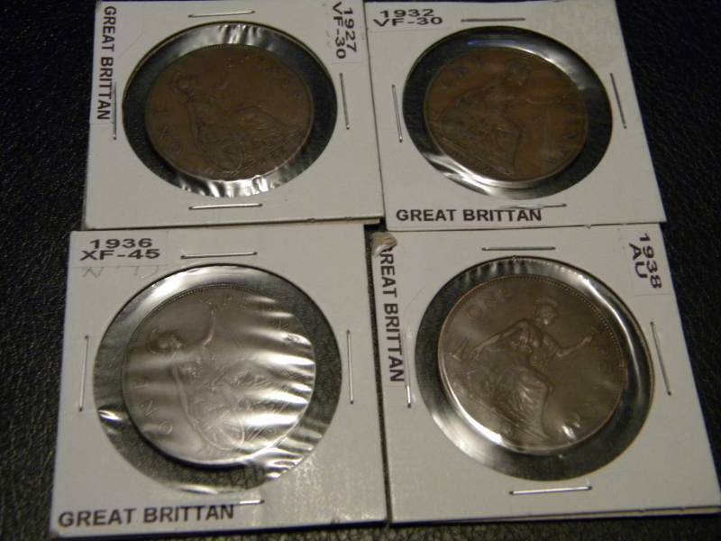 Great Britain 1927, 1932, 1936, & 1938 One Penny