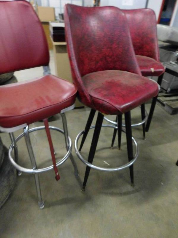 lot 31 image: Three Red Bar Stools
