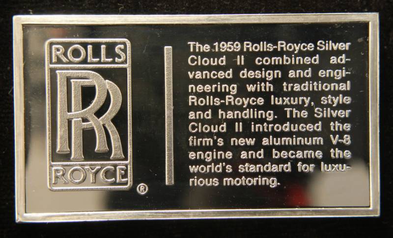 lot 03 image: VINTAGE 1959 ROLLS-ROYCE 1000 GRAINS (2.08 TROY OZ) STERLING SILVER BAR