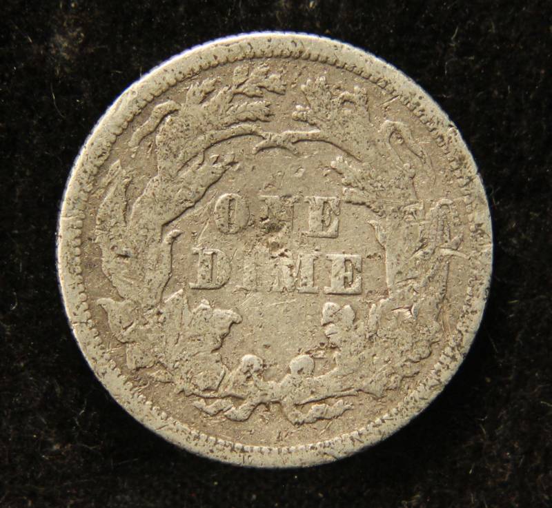 lot 06 image: 1875 US SEATED LIBERTY SILVER DIME FINE DETAILS EXTREMELY POROUS