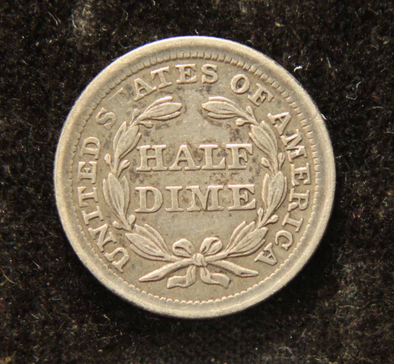 lot 20 image: 1857 US SEATED LIBERTY SILVER HALF DIME XF