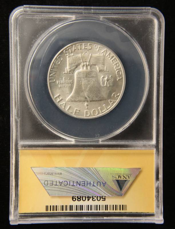 lot 24 image: 1953-D FRANKLIN HALF DOLLAR MS63FBL ANACS