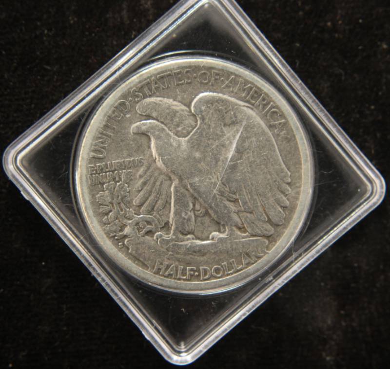 lot 29 image: 1919-S WALKING LIBERTY SILVER HALF DOLLAR CLEANED