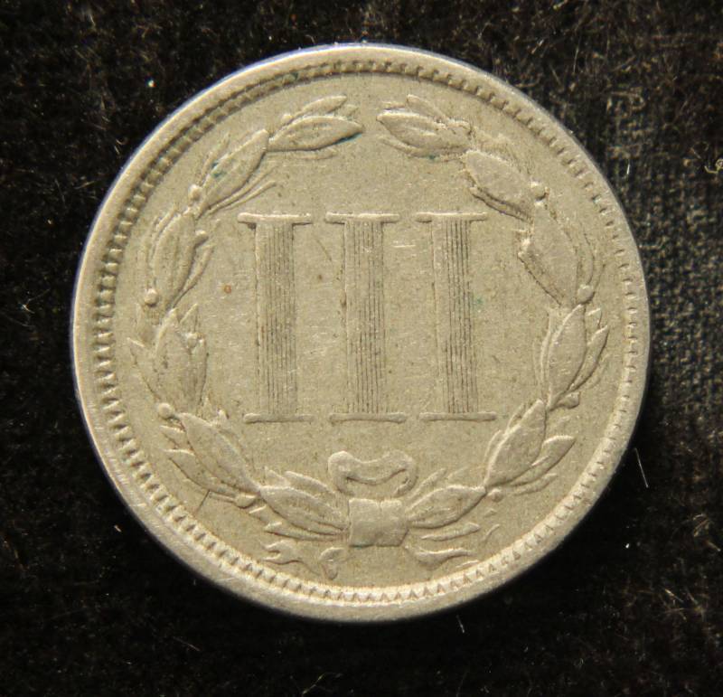 lot 38 image: 1867 US THREE CENT NICKEL XF